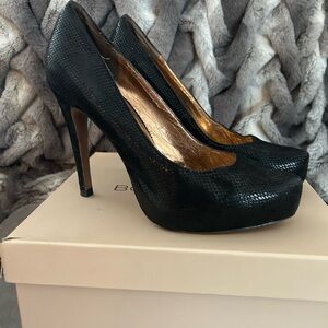 BCBG Elegant Snake Black High Heels